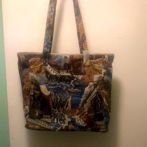 Jade vintage carpet bag tote